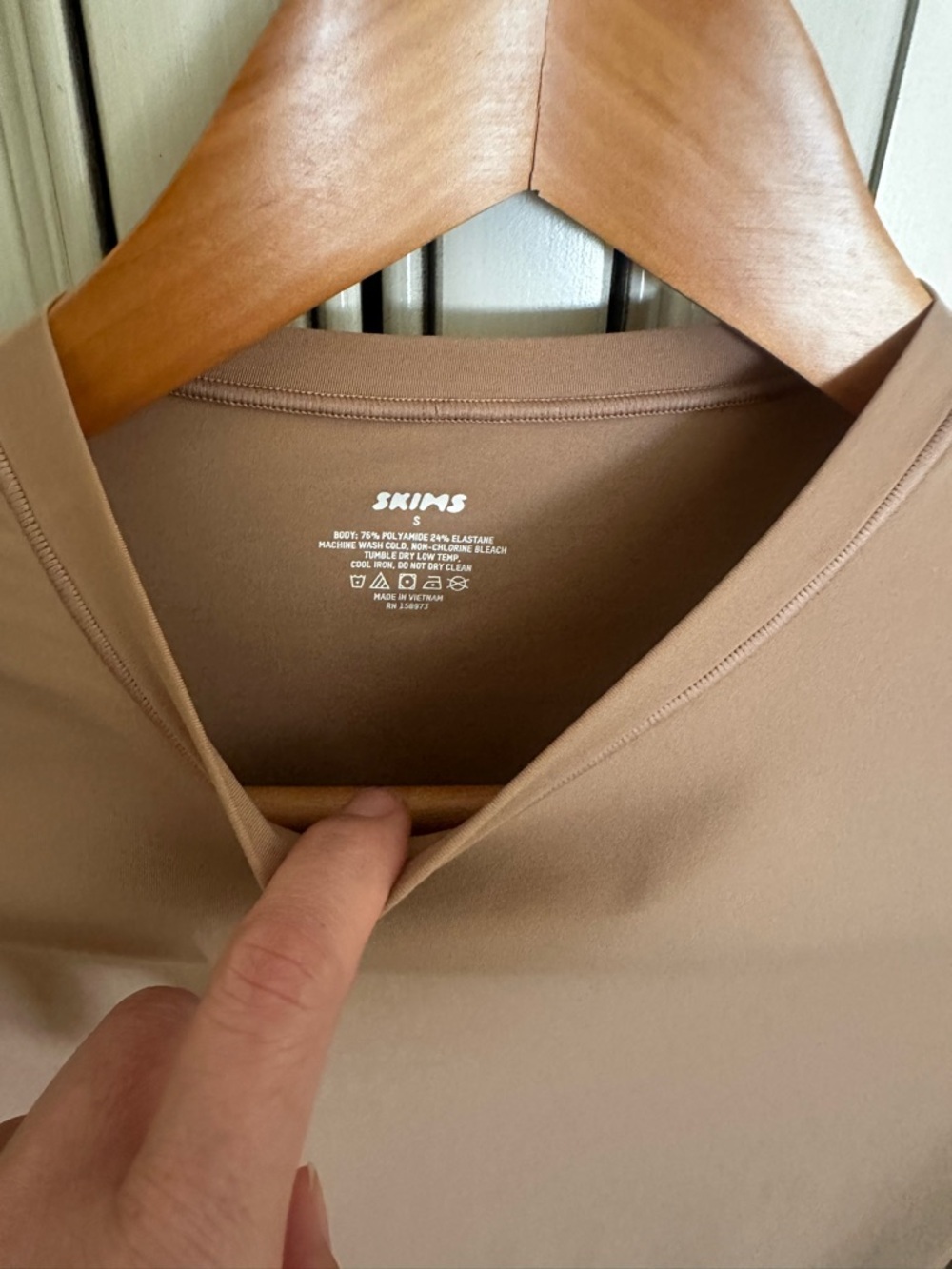 Skims V-Neck Athletic Top in Light Brown bodysuit